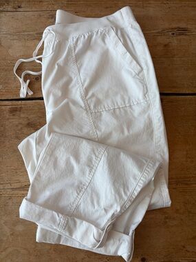 Talbots NWOT White Drawstring Cuffed Relaxed Pull-on Pants cotton 16w
